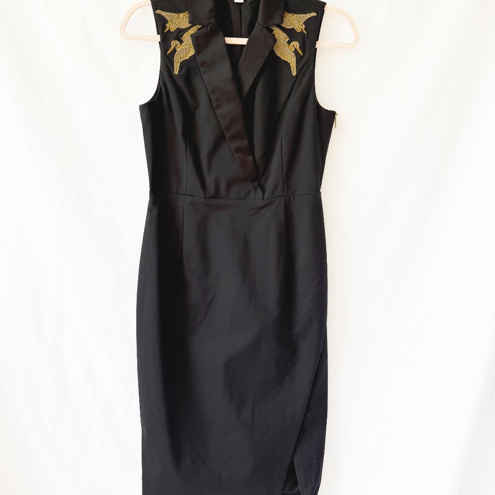 Altuzarra x Target Dress Black Tuxedo Gold Crane Sheath dress  Size 2